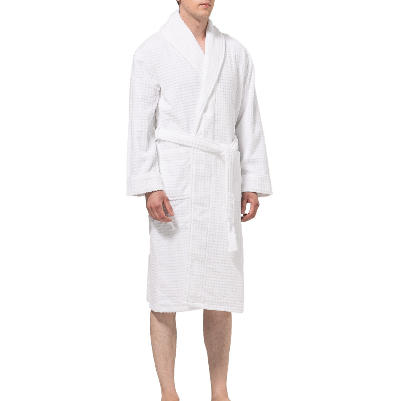 Alpine Swiss Dario Mens Luxury Waffle Knit Cotton Bathrobe Shawl Collar